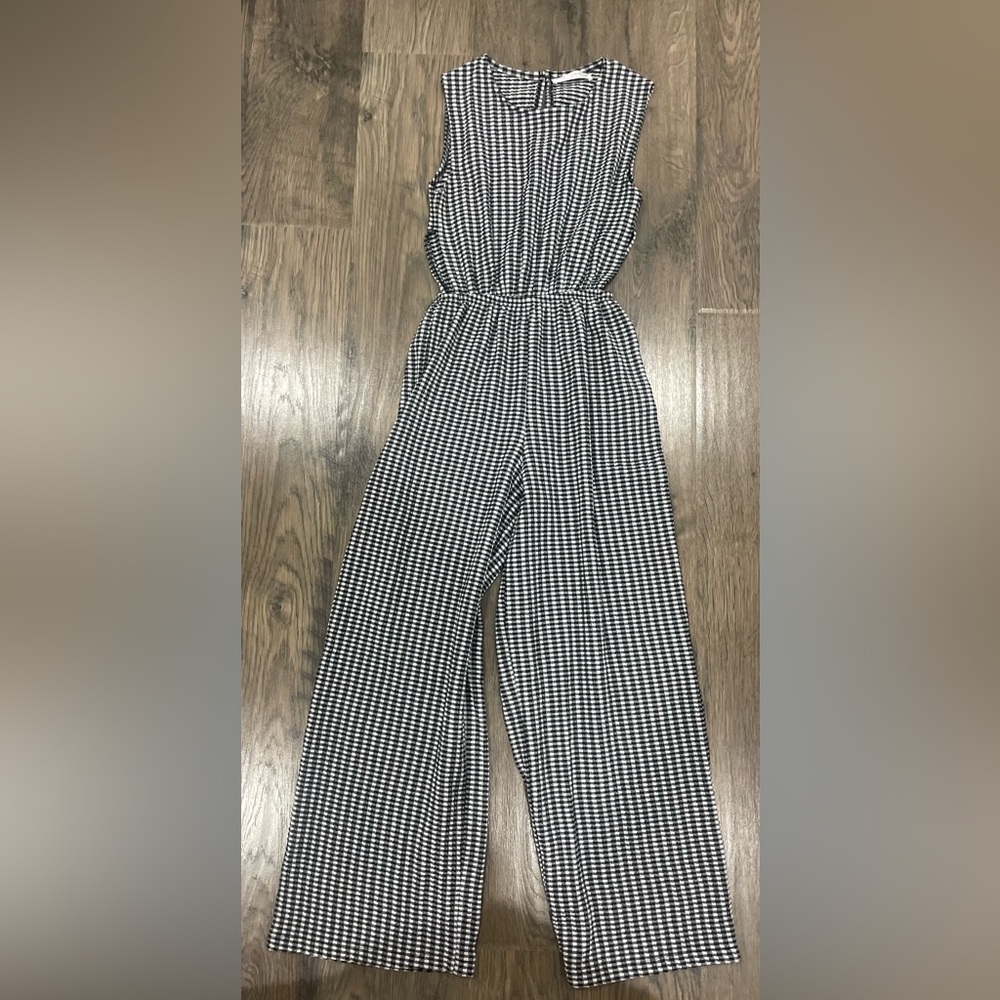 Zara Black and White Gingham Jumpsuit